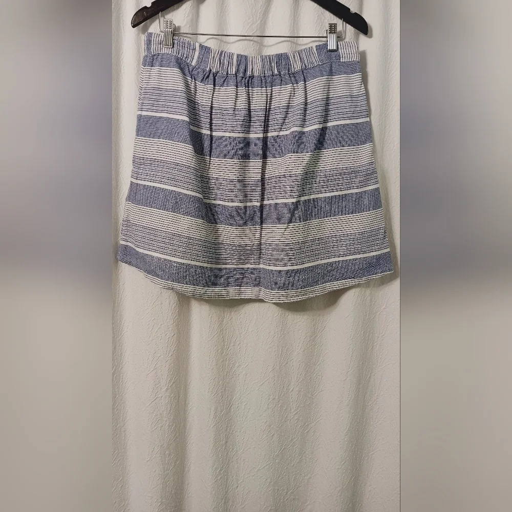 GAP Linen Blend Striped Blue and White Women's Mini Skirt Size M